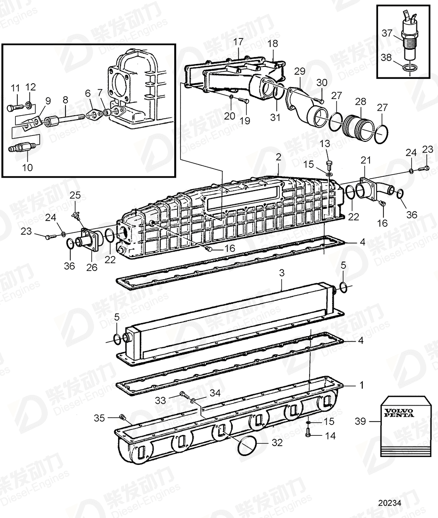VOLVO Connecting pipe 3829856 Drawing